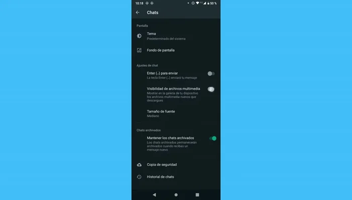 Activa la opción 'Visibilidad de archivos multimedia'.