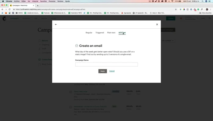 Selecciona la opción 'A/B'.