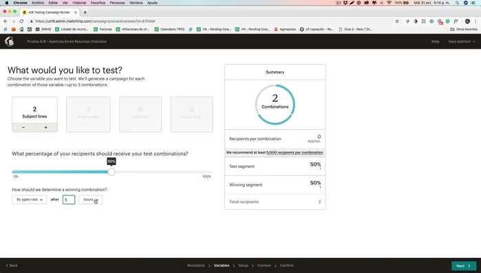 Define el tiempo para determinar el ganador (5 horas, 2 días, etc.).