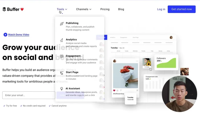 Crea una cuenta gratuita en Buffer. No se requiere tarjeta de crédito.