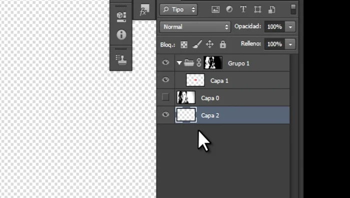 Crear una nueva capa para el fondo y rellenarla de blanco.