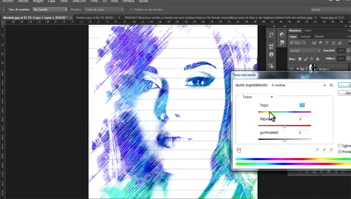 Ajustar el color del efecto de trazos pastel si se desea.