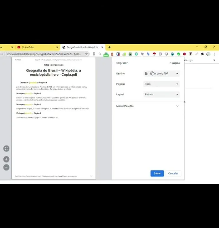Imprime el archivo HTML como PDF para conservar tus marcas.