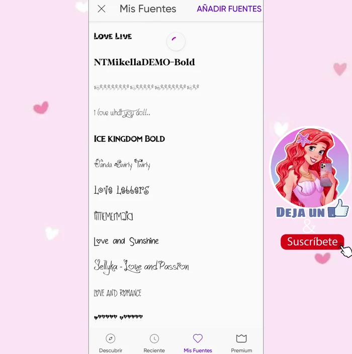 Abre PicsArt, crea un nuevo proyecto y agrega texto. Selecciona la fuente recién añadida en la sección 'Mis Fuentes'.