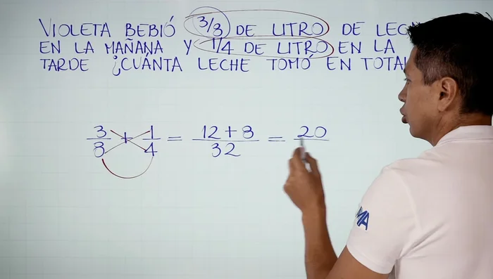 Escribir la fracción resultante: 20/32.