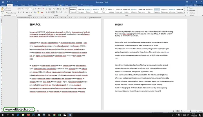 Ir a la pestaña 'Revisar'.