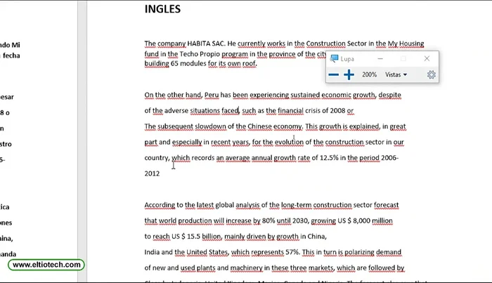 Seleccionar el párrafo al que se quiere aplicar el cambio de idioma.