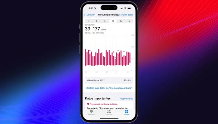 Añade datos manualmente: Si tienes datos de otras fuentes (electrocardiogramas, etc.), puedes añadirlos manualmente a la aplicación.