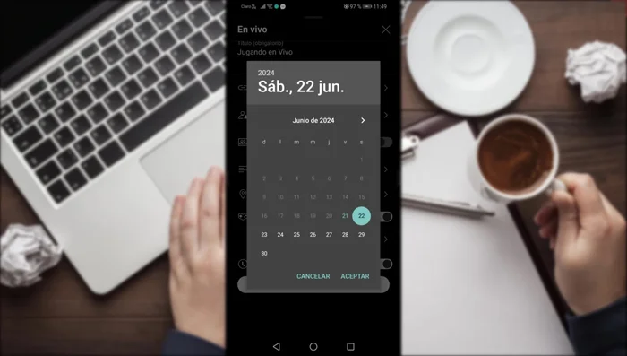 Programa tu directo seleccionando la fecha y hora deseada.