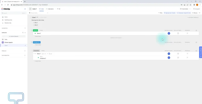 Personalizar las columnas de las listas (persona asignada, fecha de vencimiento, prioridad, desplegable, progreso).