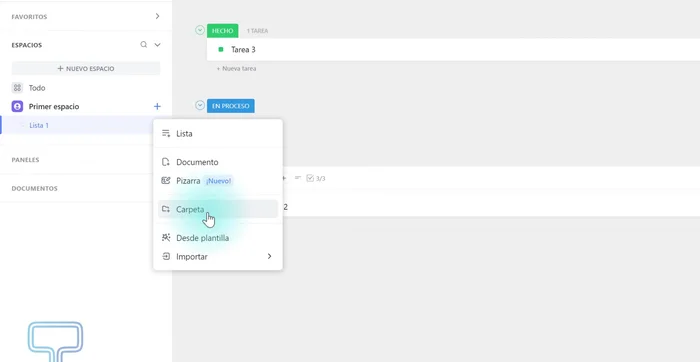Crear carpetas para organizar las listas.