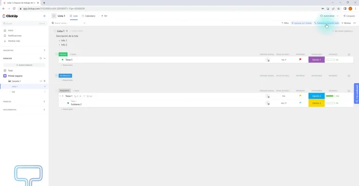 Visualizar las tareas en diferentes vistas (lista, calendario, tablero, etc.).