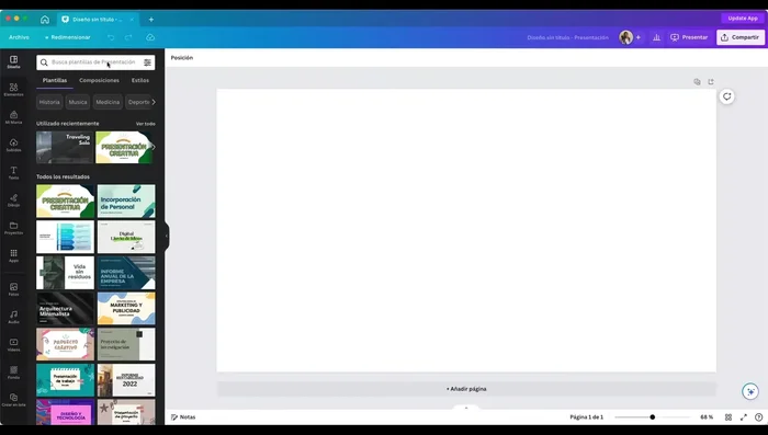 Aplica la plantilla seleccionada a tu presentación.