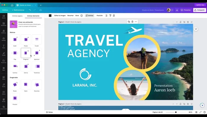 Repite los pasos 6 y 7 para añadir dinamismo a otros elementos de la presentación, pero evita saturarla.