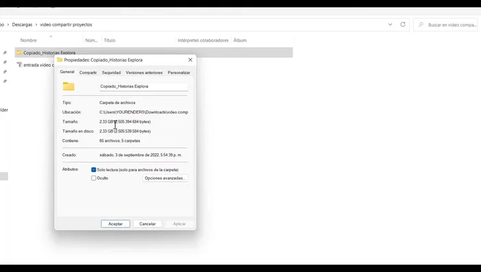 Comprimir o alojar la carpeta en una nube para compartirla.