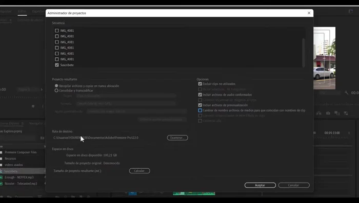Asegurarse de tener suficiente espacio en el disco duro.