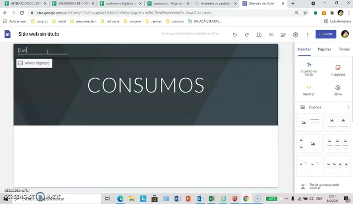 Escribir el nombre del sitio web (ej: "Danielle Consumos").