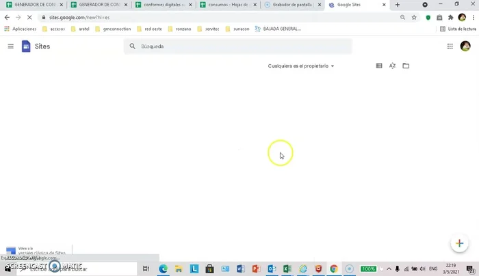 Crear un nuevo sitio web haciendo clic en el signo '+' (que se convierte en un lápiz) en la esquina inferior derecha.
