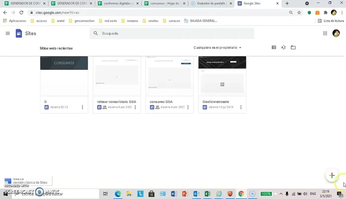 Crear un nuevo sitio web haciendo clic en el signo '+' (que se convierte en un lápiz) en la esquina inferior derecha.
