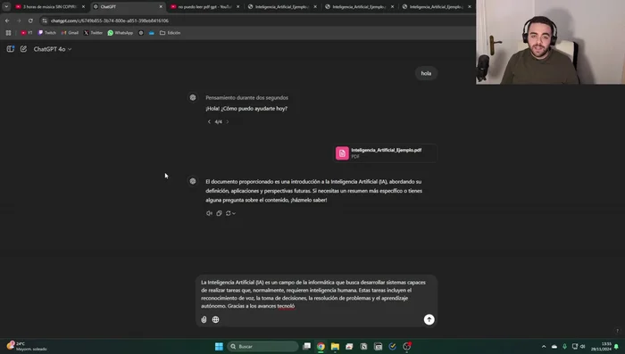 Restricciones de red: Asegúrate de que tu red (universidad, empresa) no bloquee la subida de archivos a plataformas como Chat GPT.