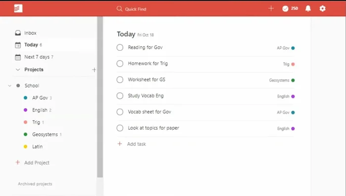 Usa la vista "Hoy" para ver las tareas del día y ordenarlas según tu preferencia. Marca las tareas completadas.