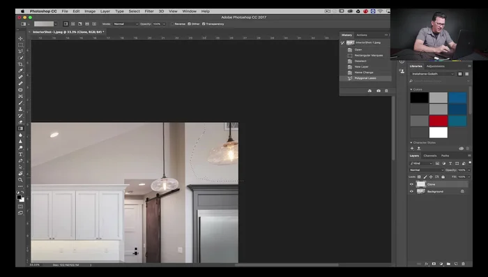 Ajustar el degradado hasta que se aproxime al fondo. Experimentar con los colores y la posición del degradado.