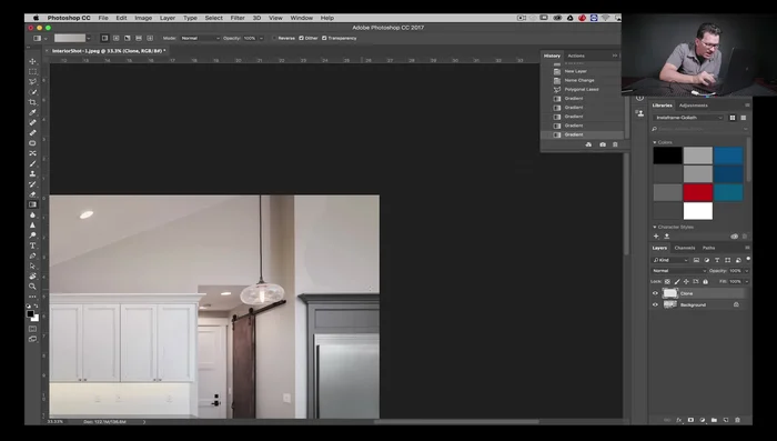 Utilizar un pincel negro (B) de baja opacidad (70%) y bordes suaves para difuminar suavemente los bordes del degradado en la máscara, ocultando las transiciones abruptas.