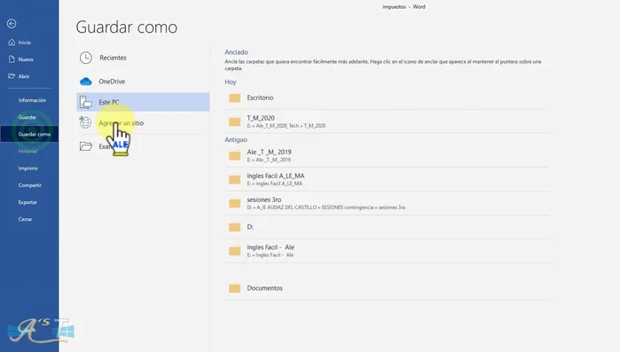 Guardar el documento como archivo .docx.