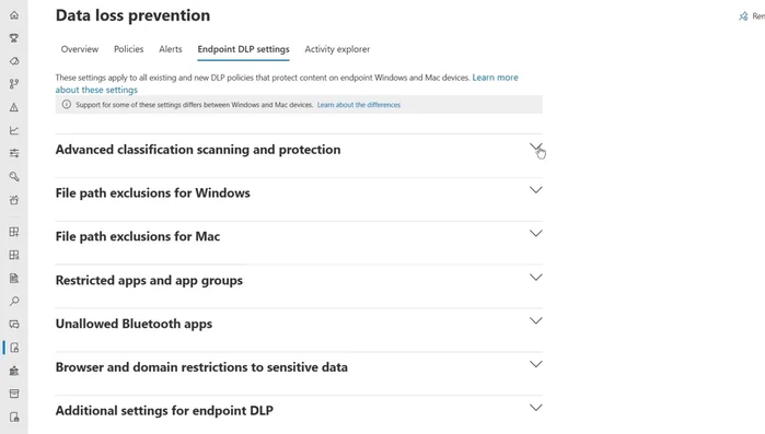 Requisitos previos: Habilitar el escaneo y la protección de clasificación avanzada para asegurar el análisis y clasificación de archivos en los dispositivos de punto final.