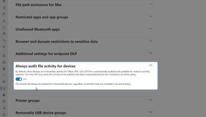 Auditar la actividad de archivos: Asegurar el monitoreo de las actividades de archivos en todos los dispositivos, incluso aquellos fuera del alcance de las políticas DLP.