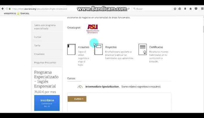 Revisa la información del curso: duración, contenido, materiales disponibles (vídeos, lecturas, ejercicios, etc.).