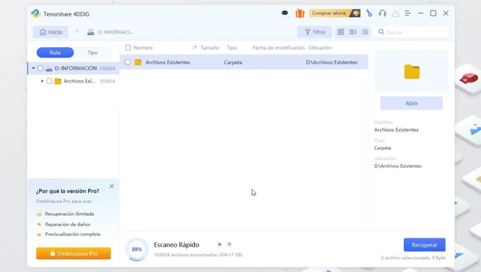 Seleccionar los archivos a recuperar y pulsar el botón correspondiente.