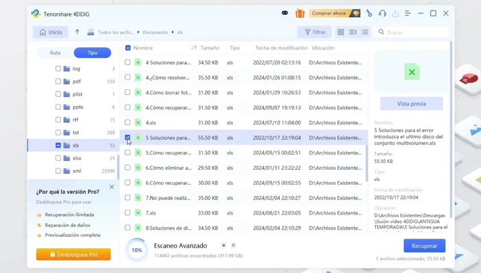 Seleccionar los archivos a recuperar y pulsar el botón correspondiente.