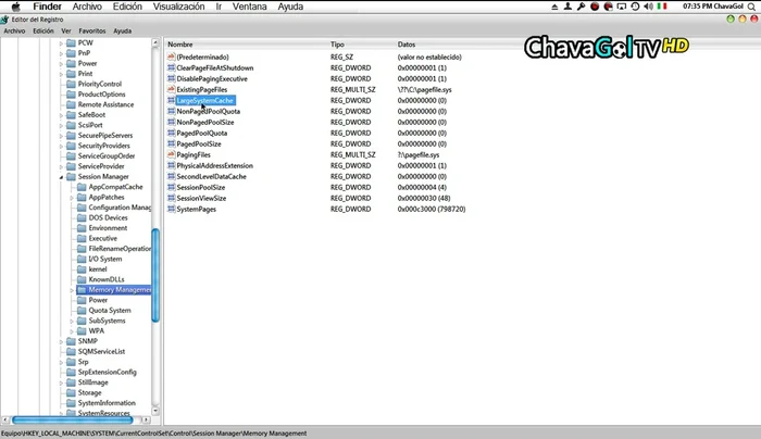 LargeSystemCache: Cambia el valor de 0 a 1.