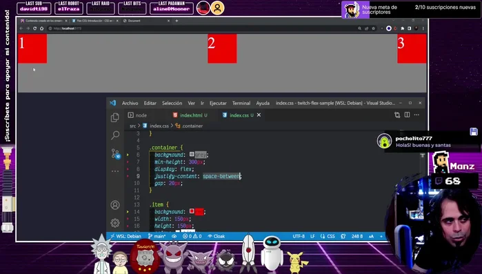  `space-between` distribuye el espacio entre los ítems, sin espacio antes del primero ni después del último.