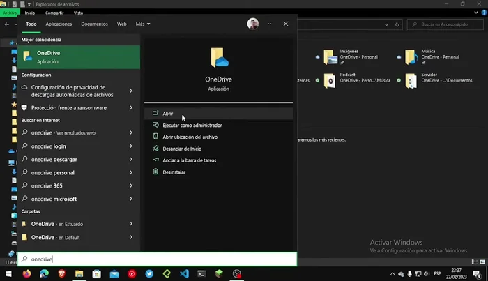 Crea nuevas carpetas en OneDrive para cada carpeta de tu PC que quieras sincronizar (Documentos, Escritorio, Imágenes, etc.).