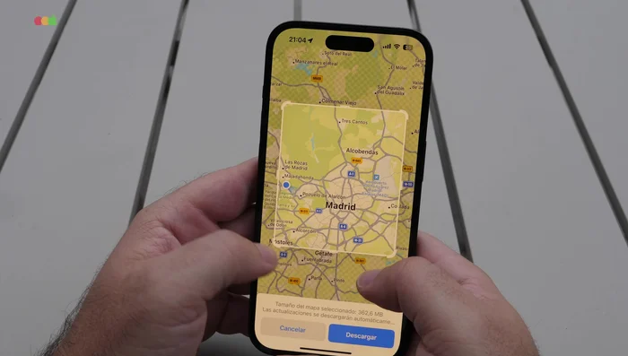Descarga la zona seleccionada. Ten en cuenta que un área más grande ocupará más espacio.