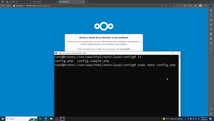 Agregar un rango amplio de direcciones IP dentro del array `trusted_domains`. No solo la IP actual, sino un rango que cubra las posibles IPs que tu router asigna dinámicamente. Por ejemplo: `'192.168.1.100', '192.168.1.101', '192.168.1.102', ... '192.168.1.110'`