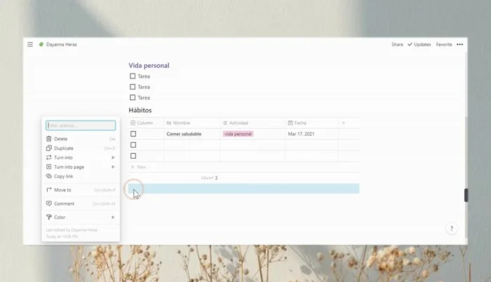 Duplica tablas o secciones existentes para ahorrar tiempo.