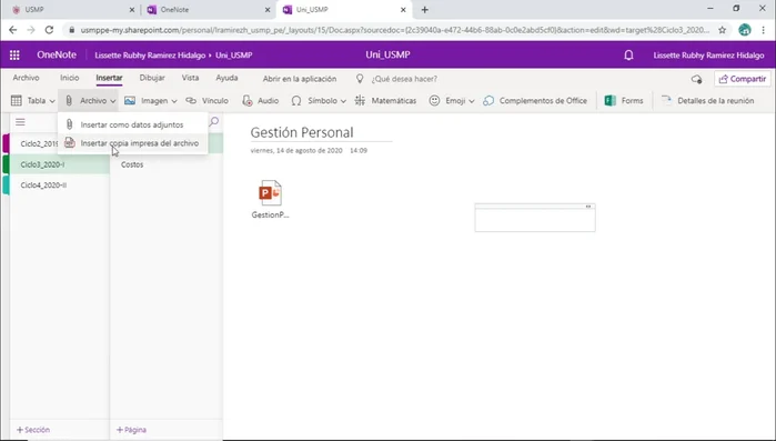 Elegir la opción 'Insertar como datos adjuntos'.