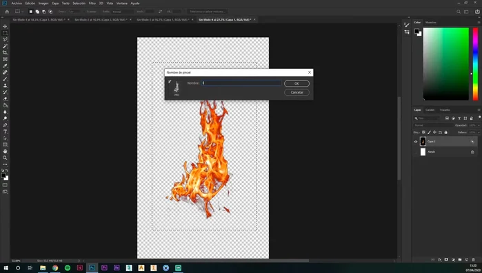 Nombrar y guardar el pincel.