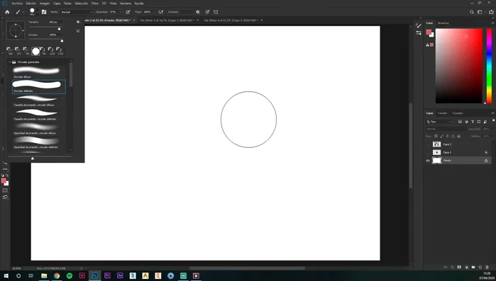 Crear un pincel circular definido en Photoshop.