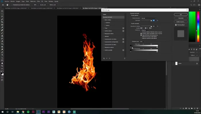 Seleccionar la llama con una herramienta de selección.
