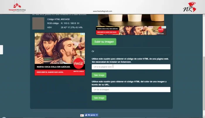 Pegar la URL de la página web o imagen.
