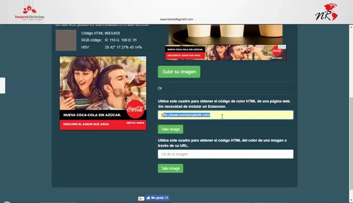 Pegar la URL de la página web o imagen.