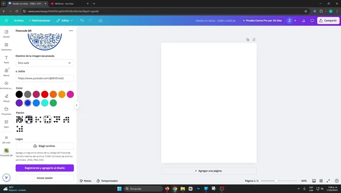 Personaliza el código QR: colores, patrones, y añade tu logo.