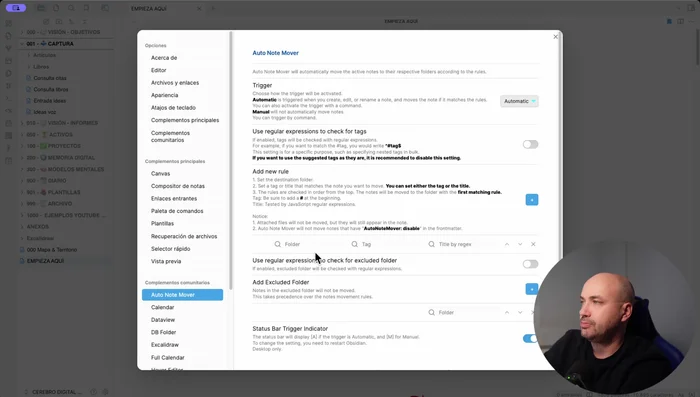 Especificar la palabra clave o etiqueta que activará la regla (ej: 'obsidian' para el título, o 'libros' para las etiquetas).