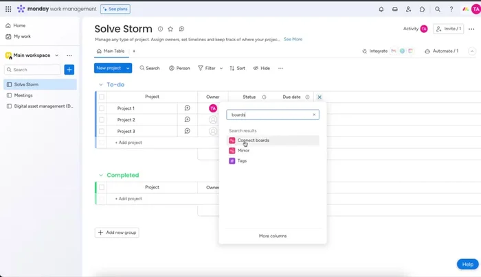 Selecciona 'Conectar tableros'.