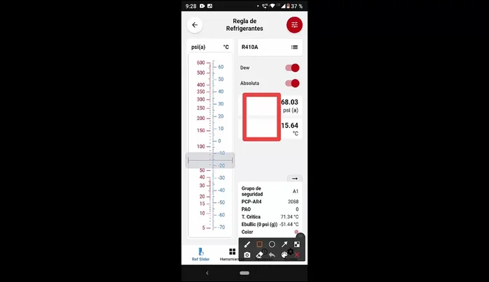 Seleccionar entre presiones relativas o absolutas.