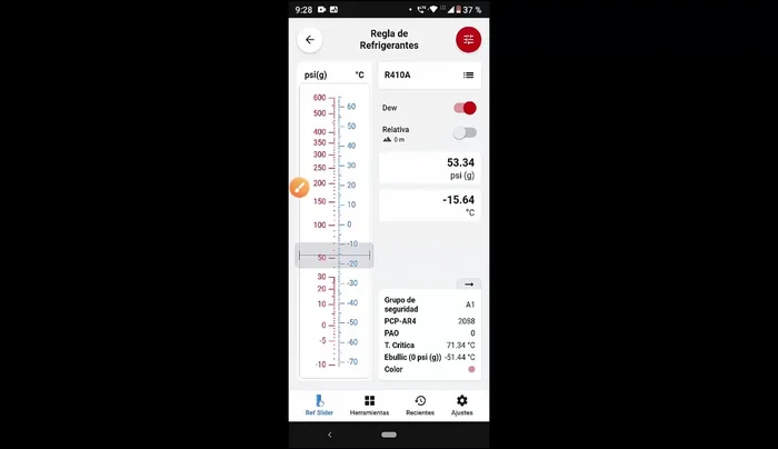 Seleccionar entre presiones relativas o absolutas.